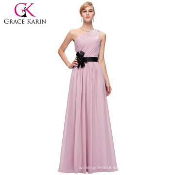 Grace Karin Damen eine Schulter Hellrosa Chiffon Brautjungfer Kleid CL6016-1 #